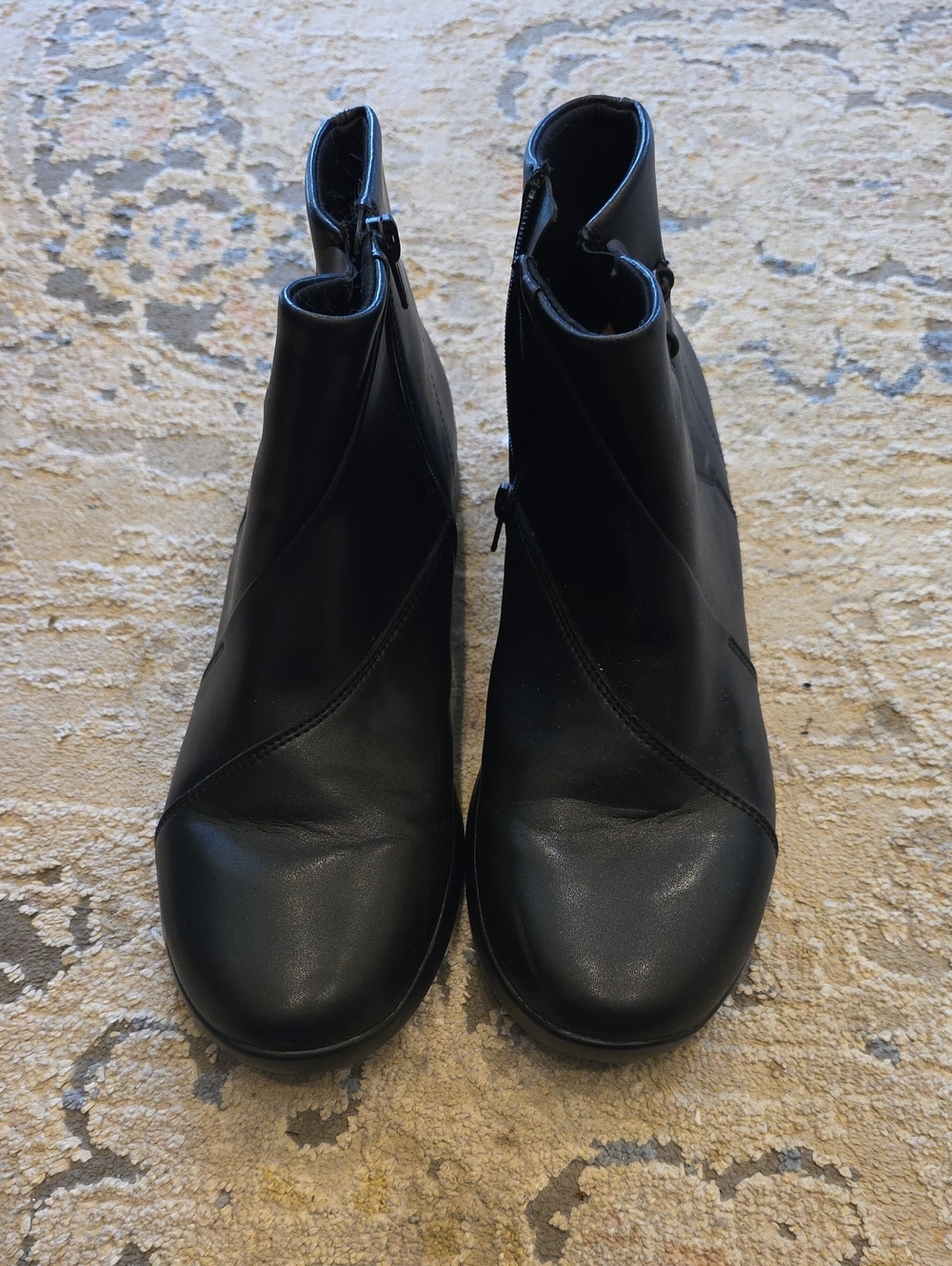 Clarks Black Leather Ankle Booties with Inner Zip